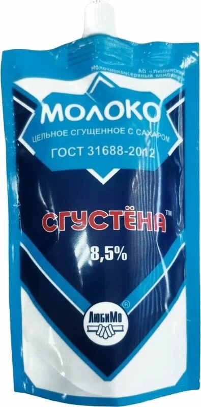 Сгущенное молоко СГУСТЕНА цельное бзмж 8.5% д/пак 280г