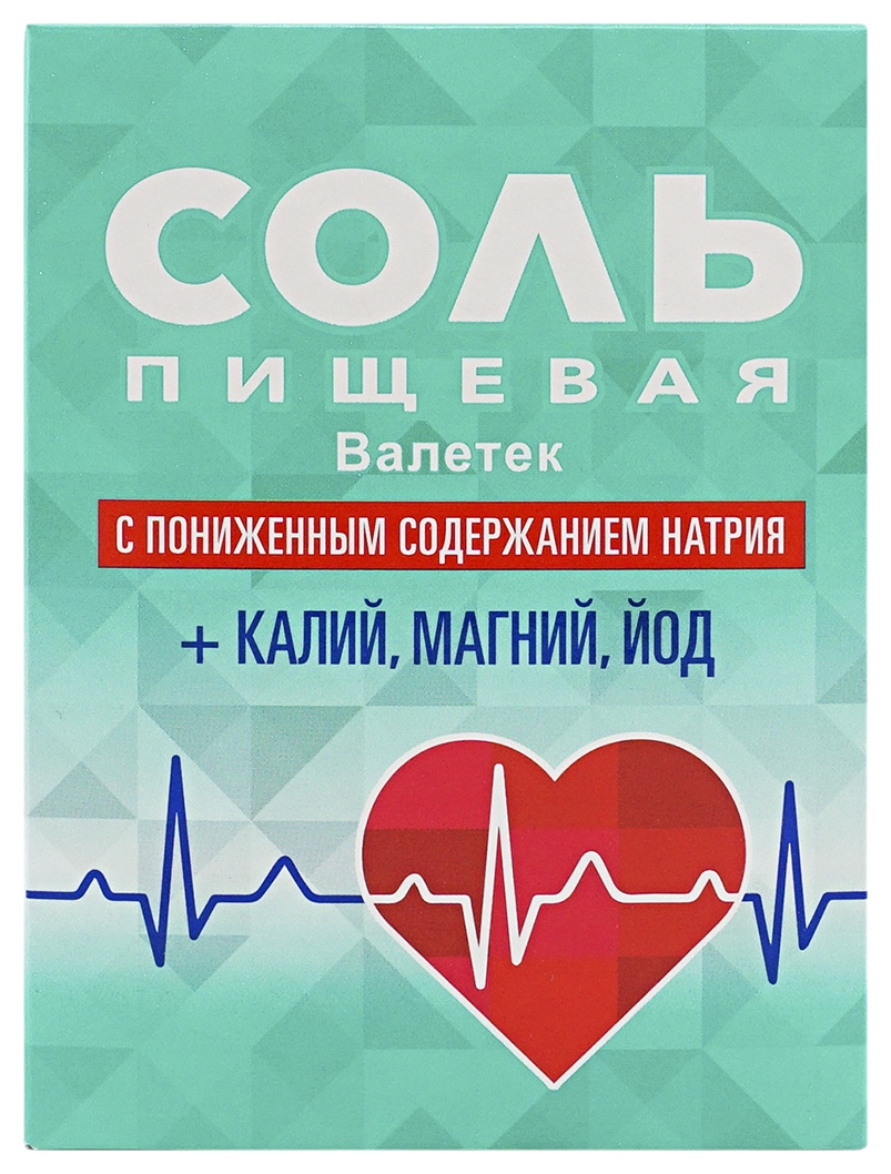 Соль ВАЛЕТЕК с пониженным содержанием натрия+калий магний йод м/у 350г