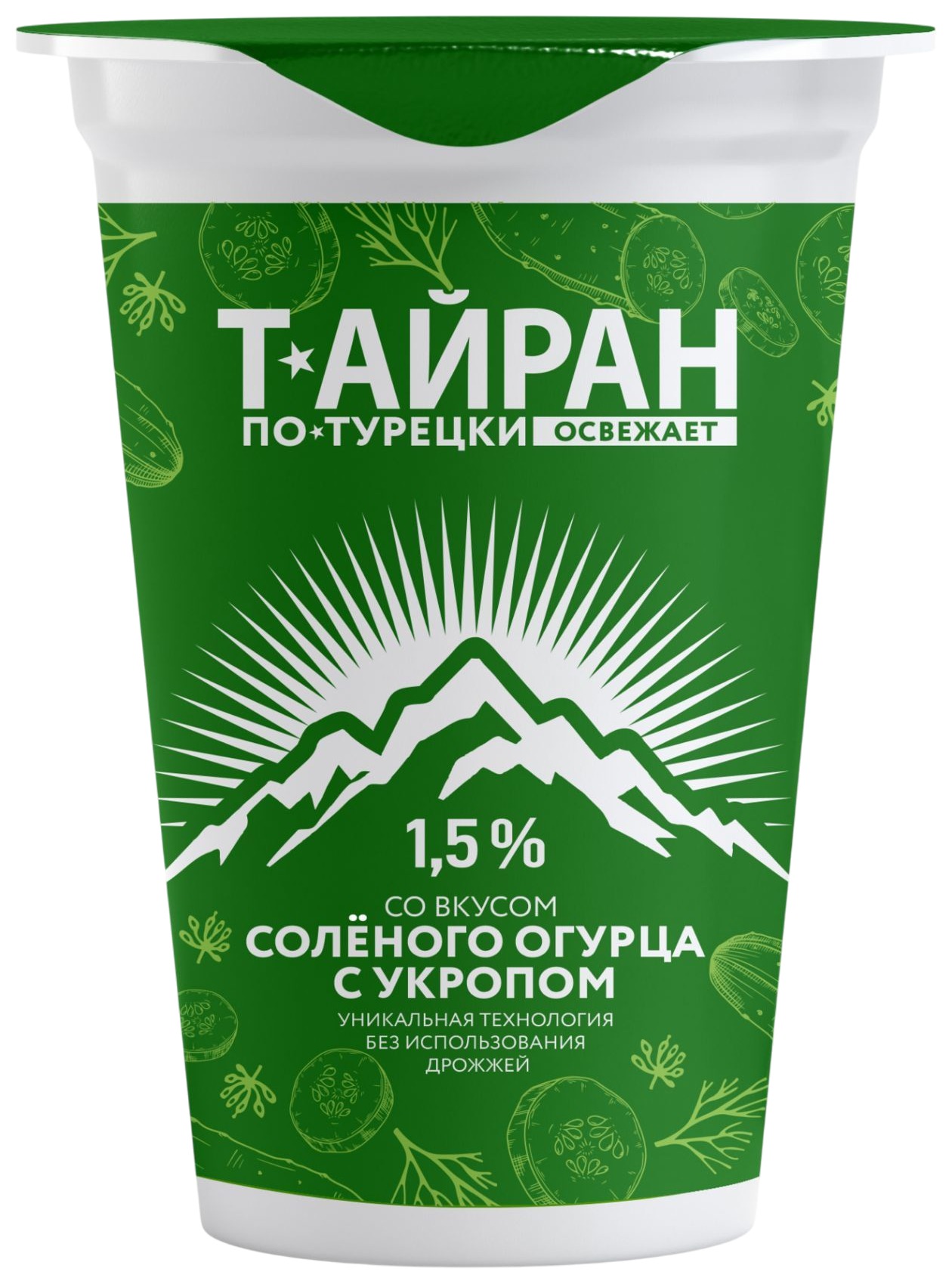 Кисломолочный напиток СЛАВЯНА Тайран по-турецки со вкусом соленого огурца с укропом бзмж 1.5% 220г