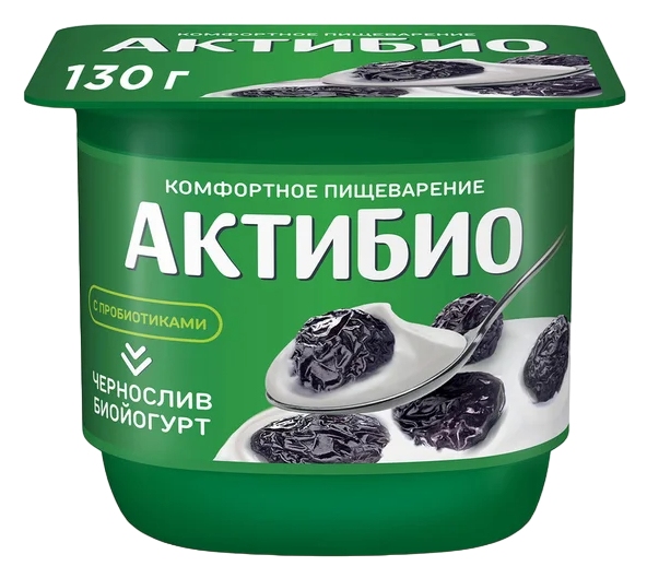 Биойогурт АКТИБИО чернослив бзмж 2.9% 130г
