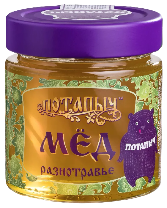 Мед ПОТАПЫЧЪ натуральный разнотравье ст/б 250г