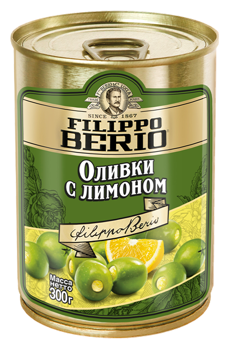 Оливки ФИЛИППО БЕРИО с лимоном ж/б 314мл