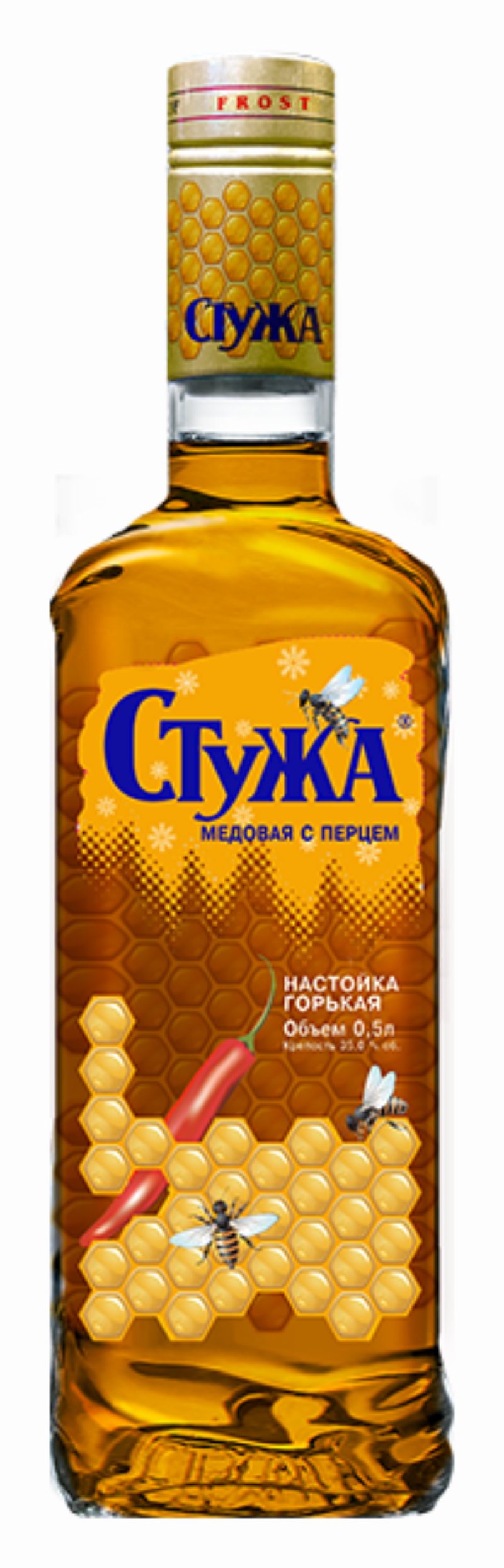 Настойка СТУЖА Медовая с перцем горькая 35% ст/б 0.25л