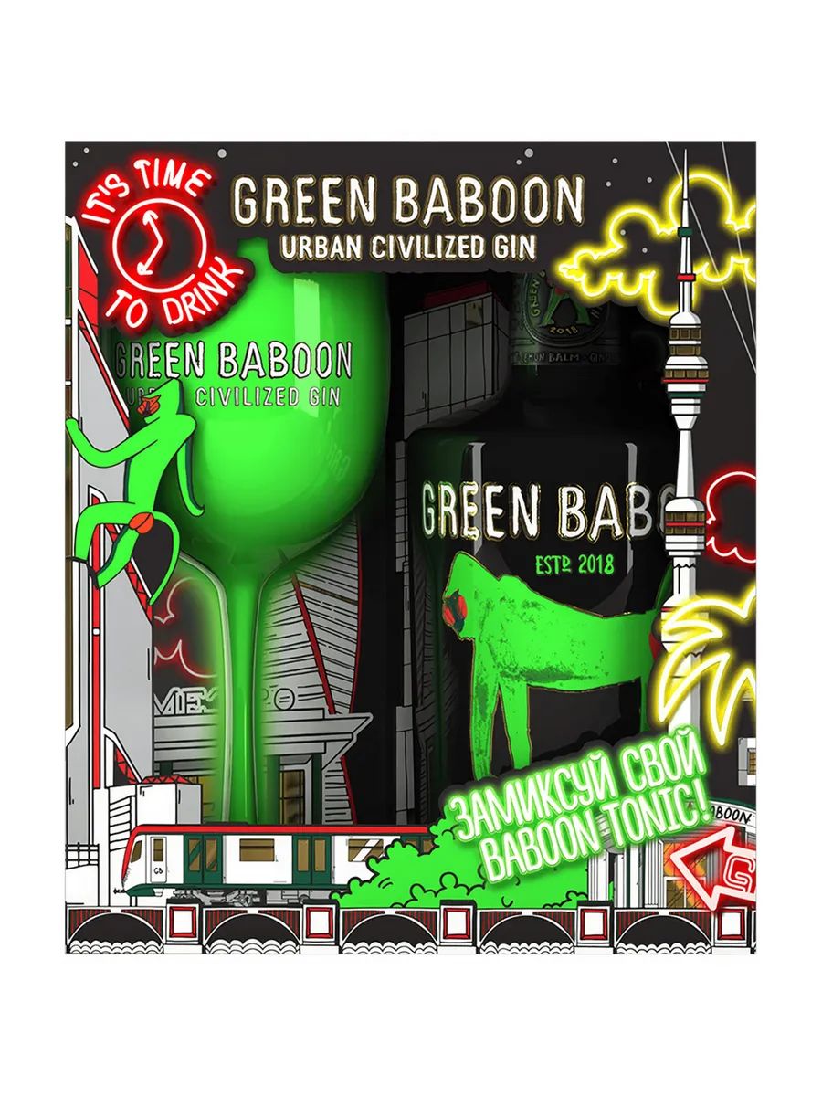 Джин ГРИН БАБУН 40-43% ПК 0.7л+бокал