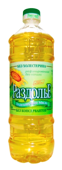 Масло подсолнечное РАЗДОЛЬЕ рафинированное дезодорированное пэт 0.9л