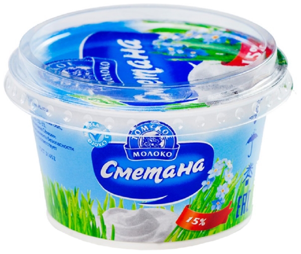 Сметана ТОМСКОЕ МОЛОКО бзмж 15% стакан 180г