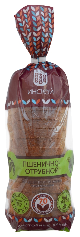 Хлеб ИНСКОЙ пшенично-отрубной нарезка 300г
