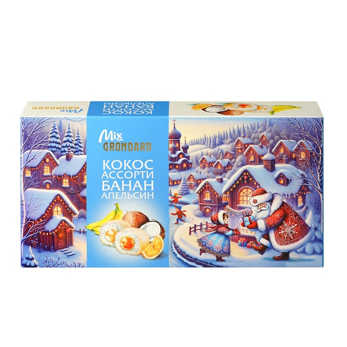 Набор конфет АЦТЕК Ассорти глазированные из марципана банан апельсин 126г