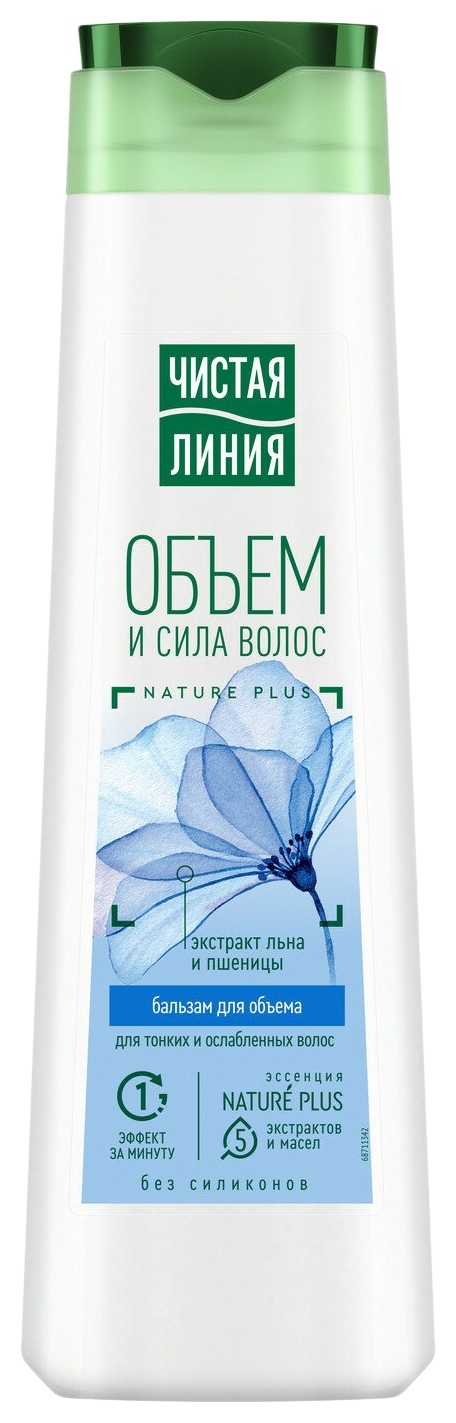 Бальзам-ополаскиватель ЧИСТАЯ ЛИНИЯ Объем и сила 380мл