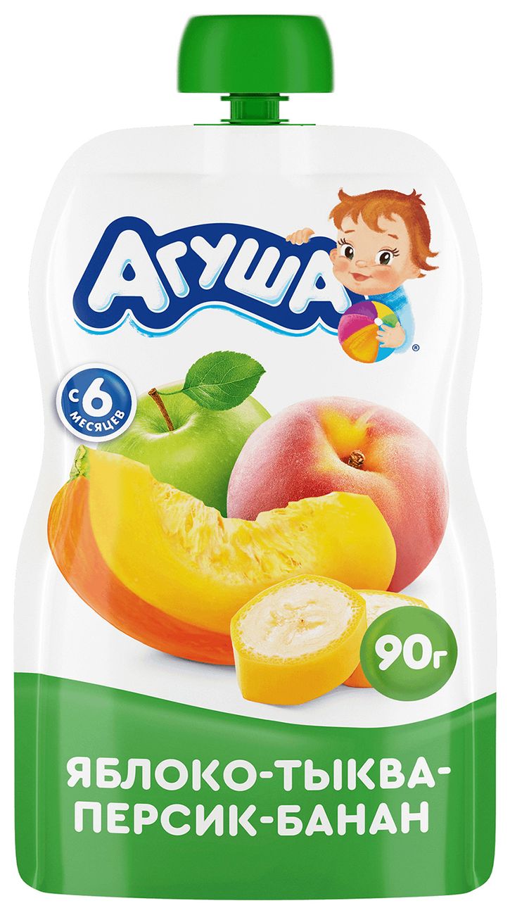Пюре АГУША яблоко тыква персик банан м/у 90г