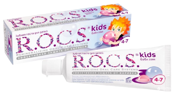 Зубная паста детская РОКС Бабл гам от 4 до 7 лет 45г