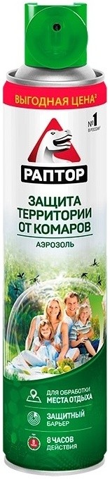 Аэрозоль РАПТОР для защиты территории от комаров 400мл