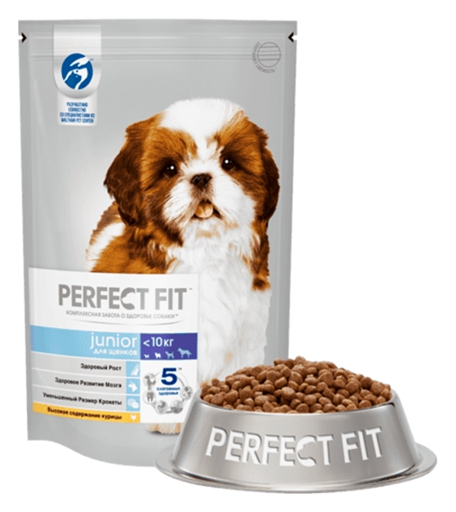 Корм для щенков ПЕРФЕКТ ФИТ с курицей для мелких и миниатюрных пород 500г
