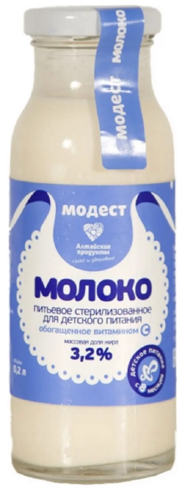 Молоко МОДЕСТ Детское для детского питания бзмж 3.5% ст/б 200мл