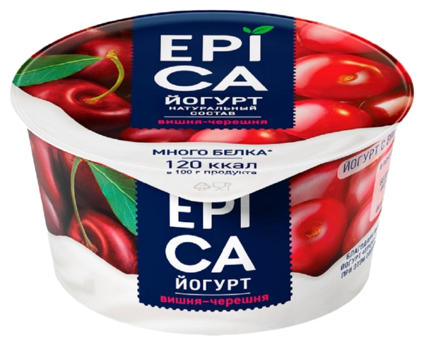 Йогурт ЭПИКА вишня черешня бзмж 4.8% 130г