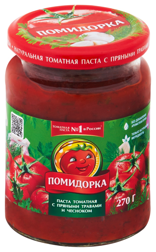 Томатная паста ПОМИДОРКА с пряными травами и чесноком ст/б 250мл