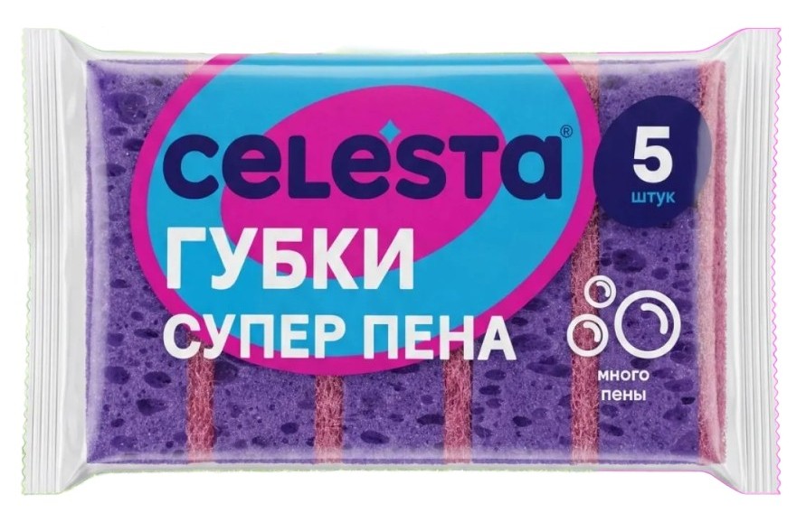 Губка кухонная СЕЛЕСТА Супер-пена 5шт