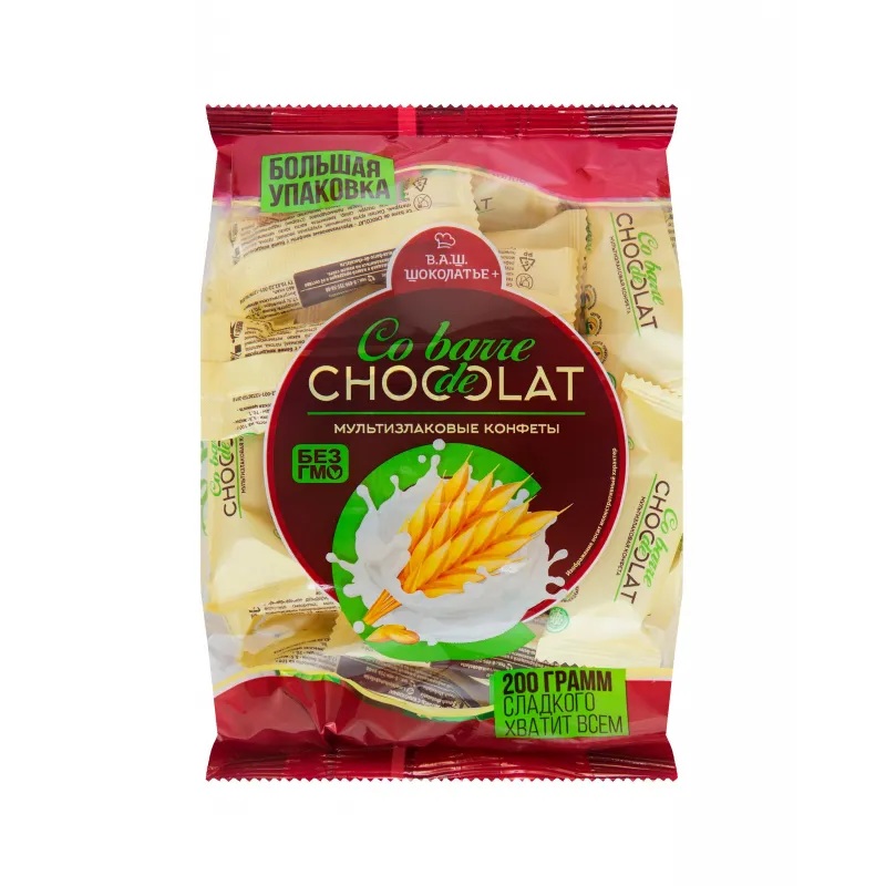 Конфеты ШОКОЛАТЬЕ мультизлаковые в белой глазури 200г