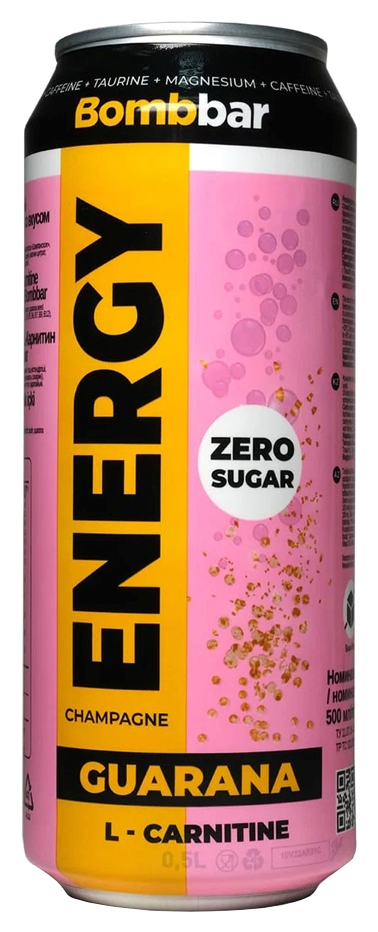 Напиток БОМББАР Энерджи Шампанское гуарана л-карнитин ж/б 500мл