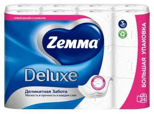 Туалетная бумага ЗЕММА Делюкс Деликатная забота 3сл 8рул