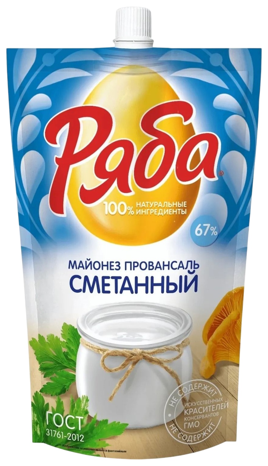 Майонез РЯБА Сметанный провансаль 67% д/пак 350г