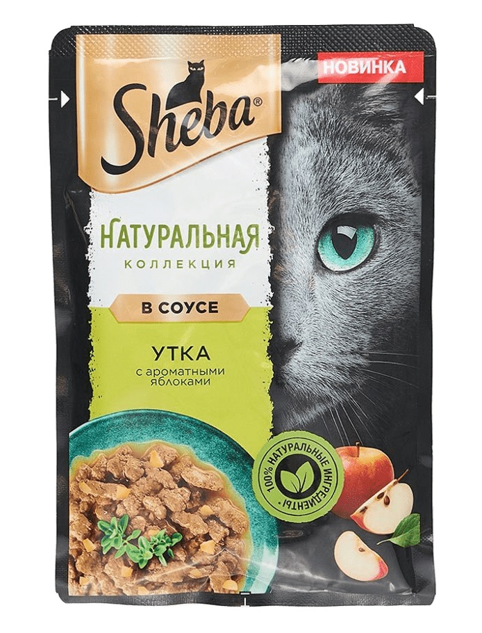 Корм для кошек ШЕБА Натуральная коллекция с уткой и яблоком в соусе 75г