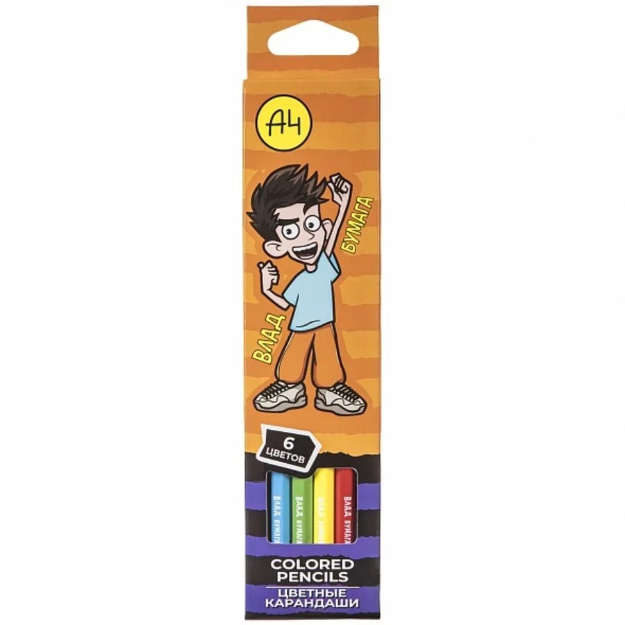 Карандаши цветные ЭКО Влад А4 6цв арт.CS_073268