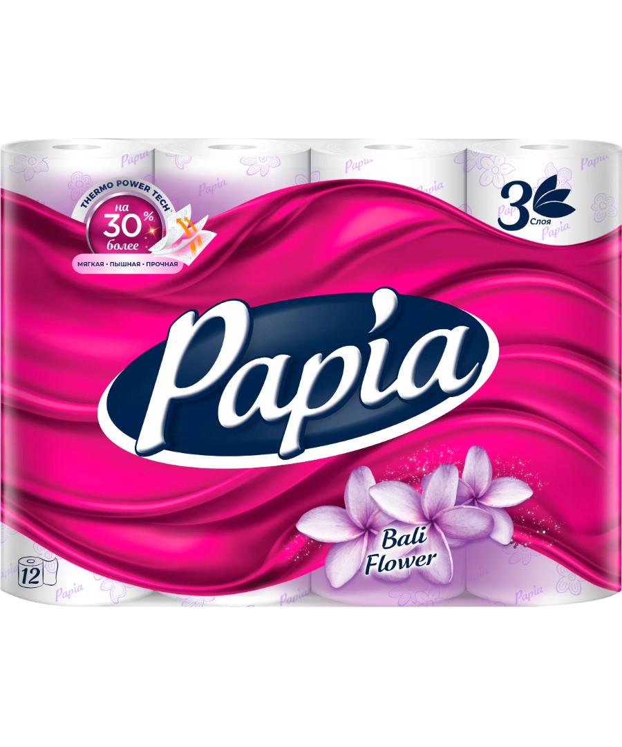 Туалетная бумага ПАПИА Балийский цветок 3сл 12рул