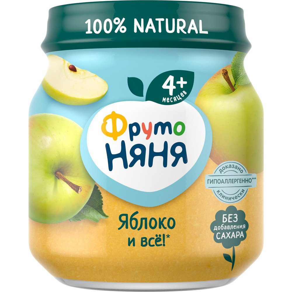 Пюре ФРУТОНЯНЯ яблоко натуральное ст/б 100г