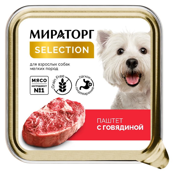 Корм для собак МИРАТОРГ Паштет с говядиной для мелких пород л/у 100г