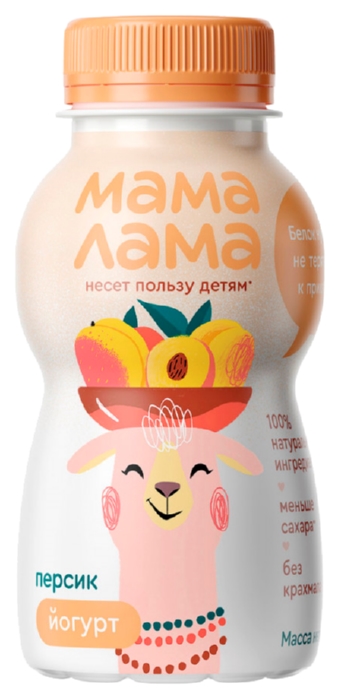 Йогурт МАМА ЛАМА персик бзмж 2.5% 200г
