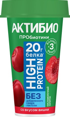 Кисломолочный напиток АКТИБИО вишня безлактозный бзмж 1.5% 190г