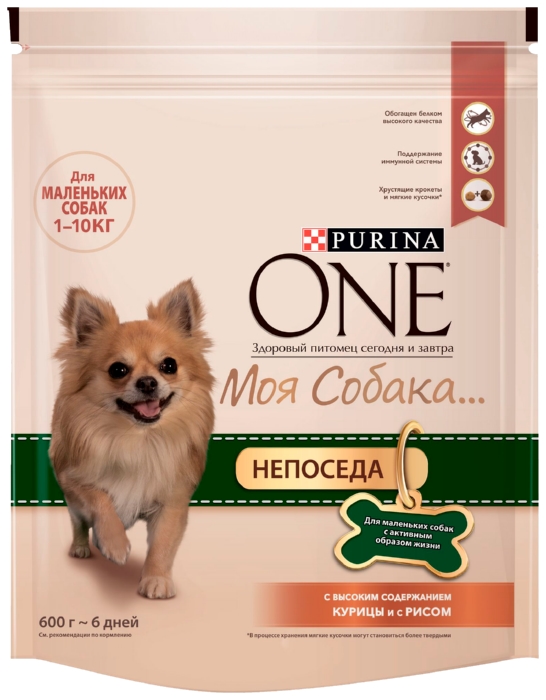 Корм для собак ПУРИНА ВАН с курицей и рисом для активных мелких пород 600г