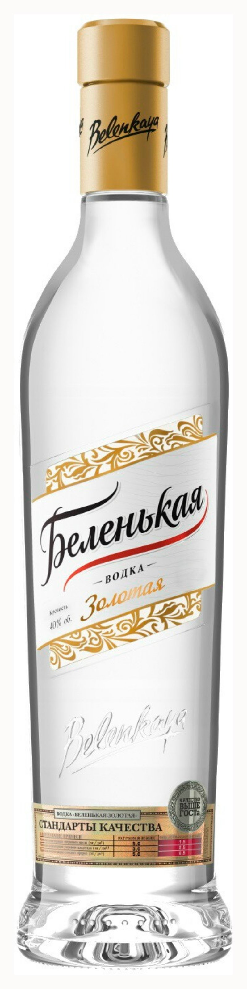 Водка БЕЛЕНЬКАЯ Золотая 40% 0.5л