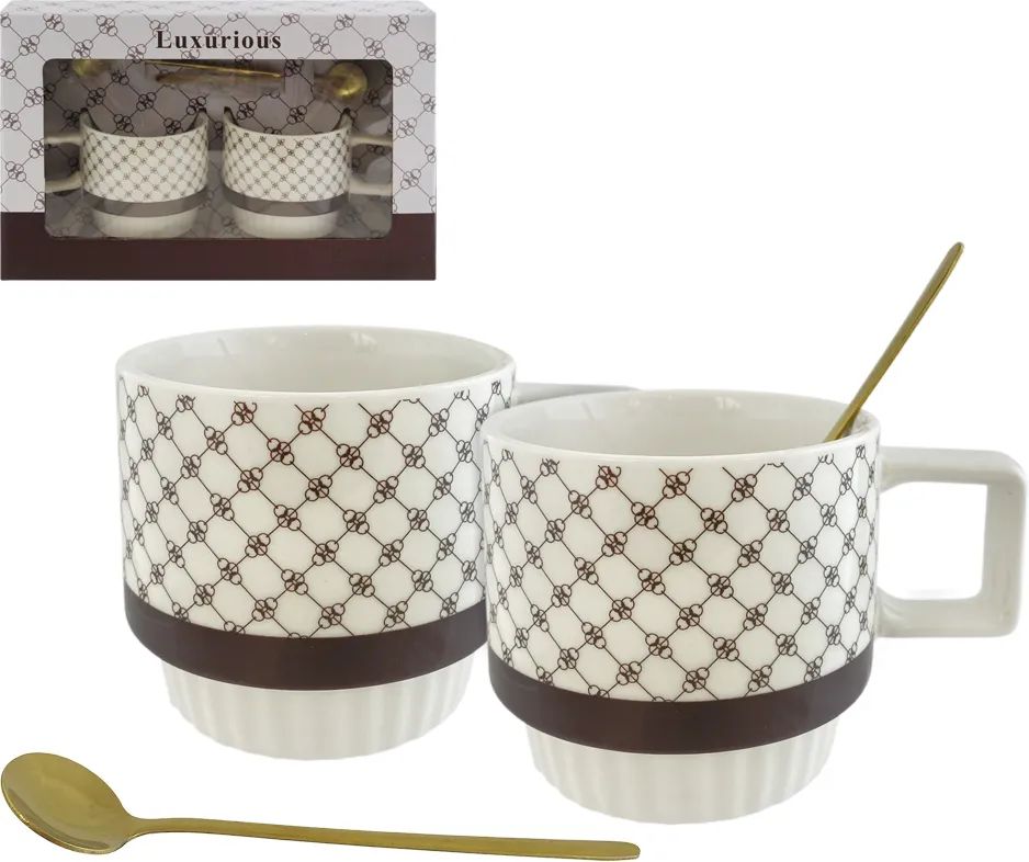 Кружка НАТАМ Ретро 350мл с ложкой 2шт ПУ арт.CHSR-4