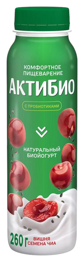 Биойогурт АКТИБИО вишня семена чиа бзмж 1.5% 260г