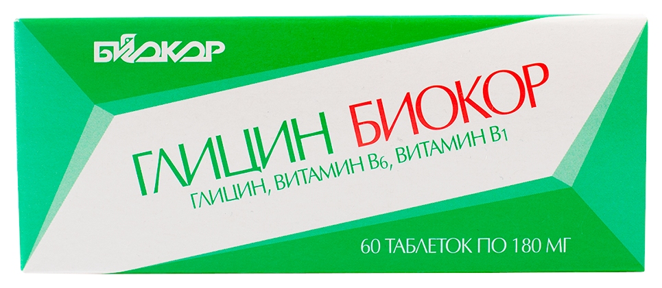 Глицин БИОКОР с витаминами B1 и B6 60шт