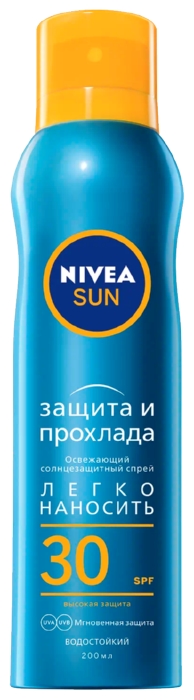 Спрей сухой солнцезащитный НИВЕЯ Защита и легкость SPF30 200мл