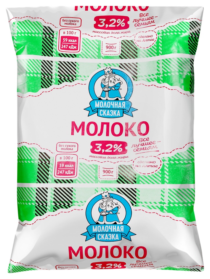 Молоко МОЛОЧНАЯ СКАЗКА ультрапастер бзмж 3.2% п/пак 900г