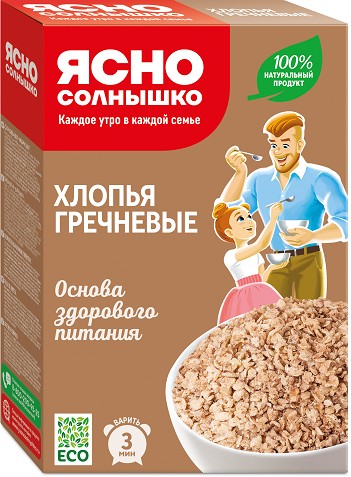 Хлопья ЯСНО СОЛНЫШКО гречневые карт/уп 375г