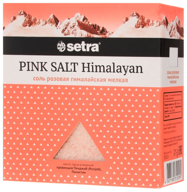 Соль СЕТРА Гималайская розовая мелкая карт/уп 500г
