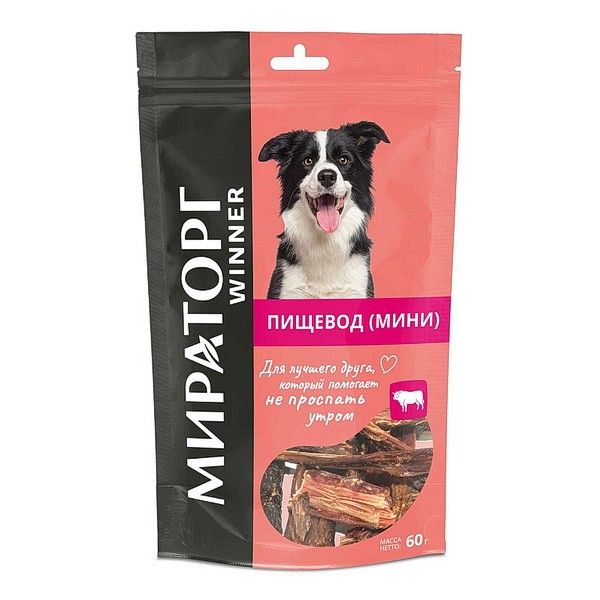 Лакомство для собак МИРАТОРГ Пищевод говяжий 60г