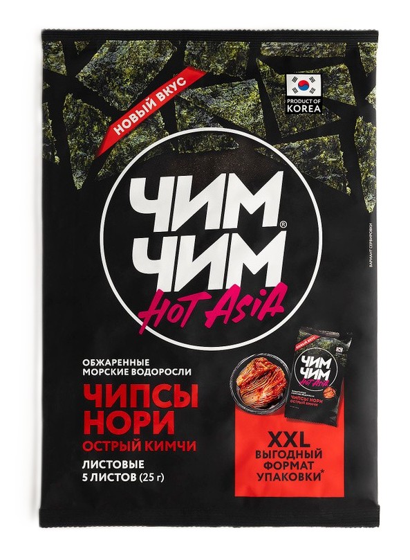 Чипсы-нори ЧИМ-ЧИМ листовые острый кимчи м/у 25г