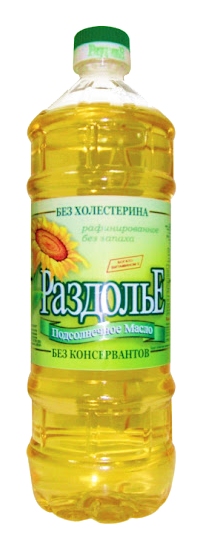 Масло подсолнечное РАЗДОЛЬЕ рафинированное дезодорированное пэт 0.9л