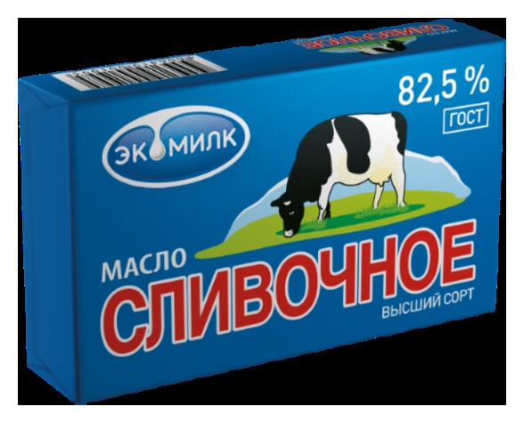 Масло сливочное ЭКОМИЛК несоленое бзмж 82.5% 180г