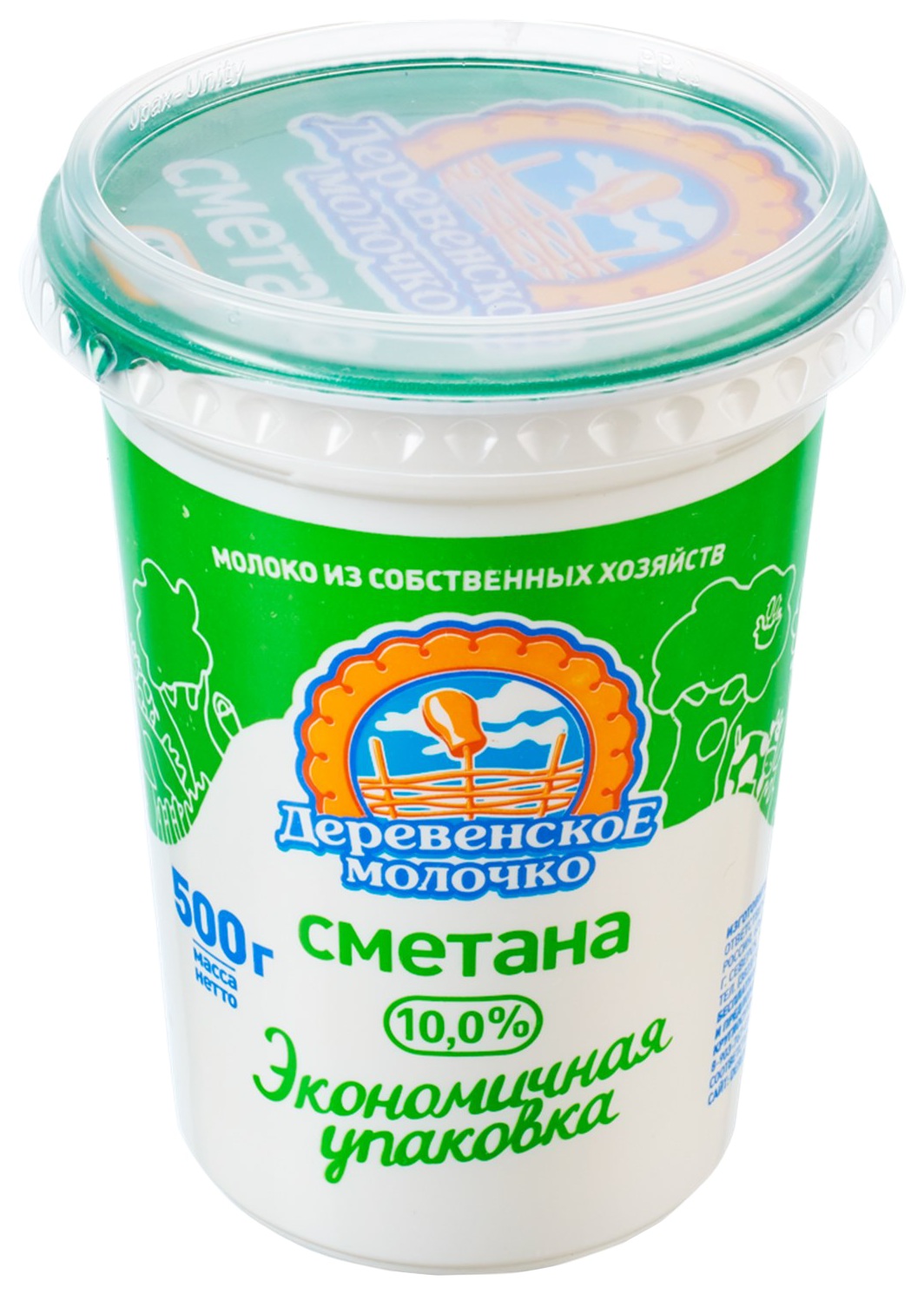 Сметана ДЕРЕВЕНСКОЕ МОЛОЧКО бзмж 10% стакан 500г