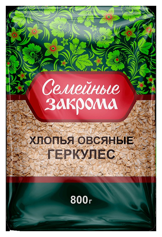 Овсяные хлопья СЕМЕЙНЫЕ ЗАКРОМА Геркулес м/у 800г