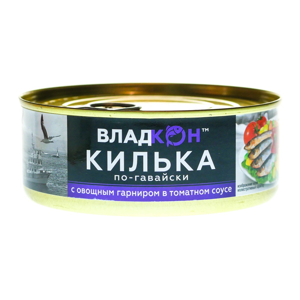 Килька ВЛАДКОН по-гавайски с овощами в т/с ж/б ключ 240г
