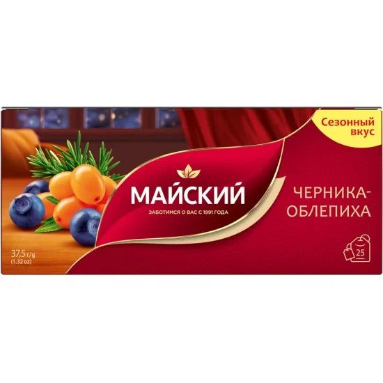 Чай МАЙСКИЙ черника-облепиха черный 25пак