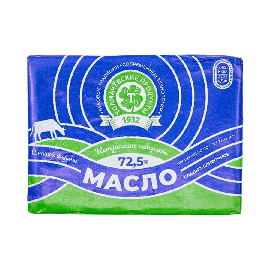 Масло сливочное ТОЛМАЧЕВСКИЕ ПРОДУКТЫ Традиционное бзмж 72.5% 180г